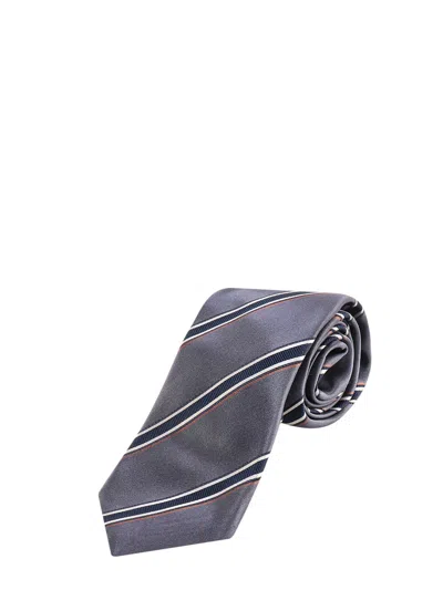 Shop Brunello Cucinelli Multicolor Striped Tie In Blue