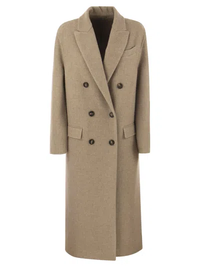 Shop Brunello Cucinelli Double-breasted Coat In Brown
