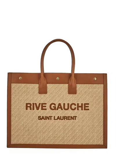 Shop Saint Laurent Rive Gauche Tote Bag In Brown