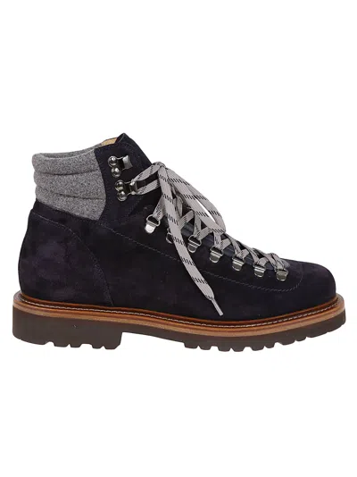 Shop Brunello Cucinelli Boot Mountain Shoe In Soft Suede Leather And Virgin Wool Felt Inserts. Closure Wi In Cpv46