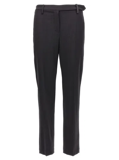 Shop Brunello Cucinelli Stretch Cool Wool Trousers With Cigarette Cut In Gray