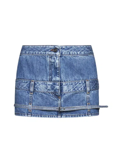 Shop Jacquemus Criollo Denim Mini Skirt In Light Blue/tabac