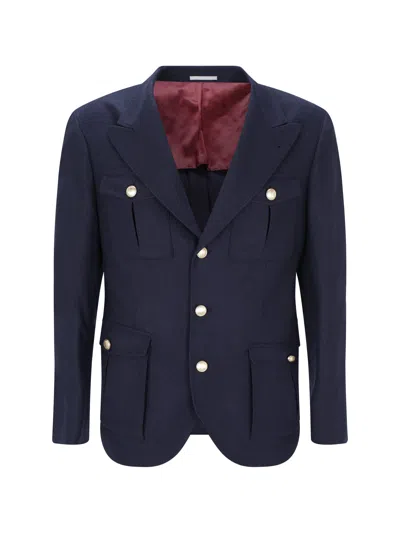 Shop Brunello Cucinelli Blazer Jacket In Navy