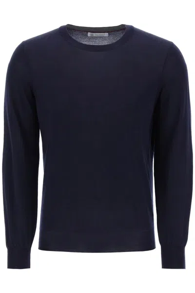 Shop Brunello Cucinelli Wool And Cashmere Blend Sweater In Navy