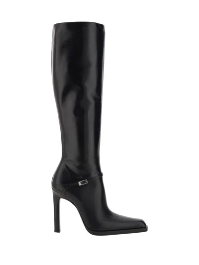 Shop Saint Laurent Heeled Nina Boots In Nero