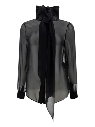 Shop Saint Laurent Silk Shirt In Noir