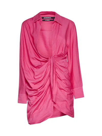 Shop Jacquemus Bahia Dress In Pink