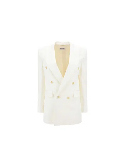 Shop Saint Laurent Blazer Jacket In White