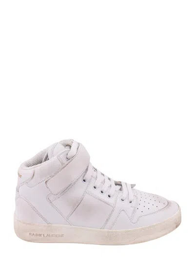 Shop Saint Laurent Lax Sneakers In Washed-out Effect Leather In White