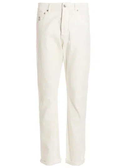 Shop Brunello Cucinelli Five-pocket Leisure Fit Trousers In White