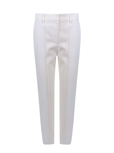 Shop Brunello Cucinelli Stretch Cotton Drill Trousers With Jewel On The Back Loop In Cream