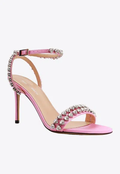 Shop Mach & Mach 100 Crystal-embellished Sandals In Pink