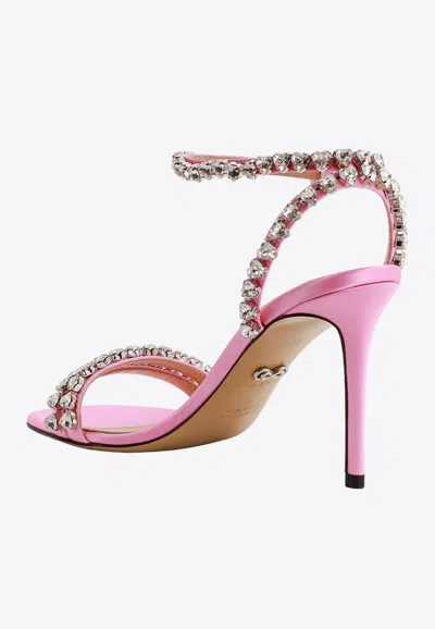 Shop Mach & Mach 100 Crystal-embellished Sandals In Pink