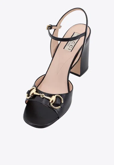 Shop Gucci 100 Signature Horsebit Leather Sandals In Black
