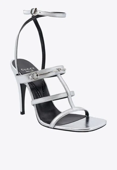 Shop Gucci 105 Slim Horsebit Strappy Sandals In Silver