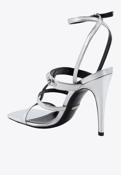 Shop Gucci 105 Slim Horsebit Strappy Sandals In Silver