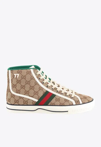 Shop Gucci 1977 High-top Tennis Sneakers In Beige