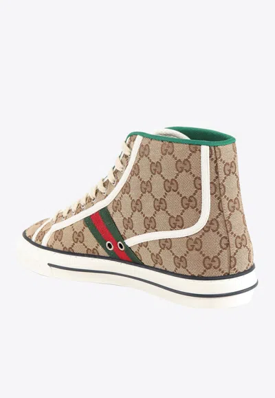 Shop Gucci 1977 High-top Tennis Sneakers In Beige