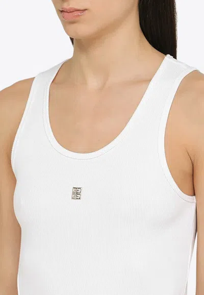 Shop Givenchy 4g Ribbed Tank Top In White