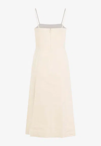 Shop Theory A-line Midi Dress In Linen Blend In Neutral