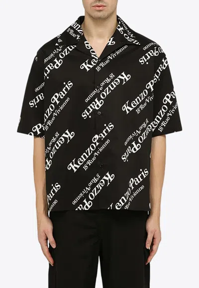 Shop Kenzo All-over Logo Print Shirt In Black