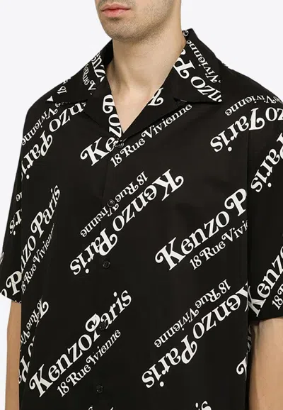 Shop Kenzo All-over Logo Print Shirt In Black