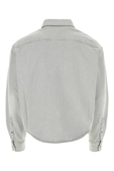 Shop Ami Alexandre Mattiussi Ami Man Light Grey Denim Shirt In Gray