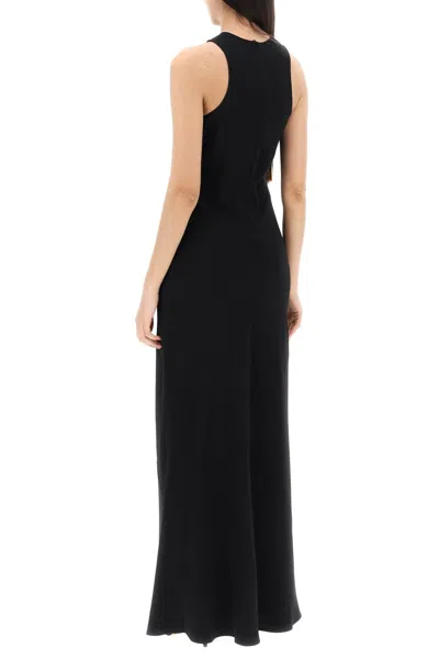 Shop Ami Alexandre Mattiussi Ami Paris Maxi Crepe Dress With Bias Cuts Women In Black
