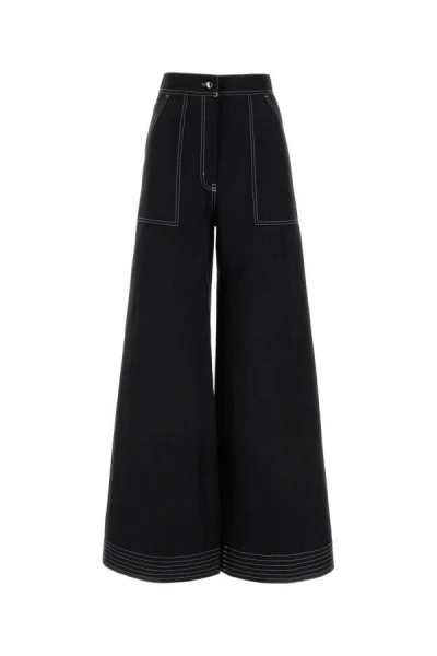 Shop Max Mara Woman Black Cotton Blend Oboli Wide-leg Pant