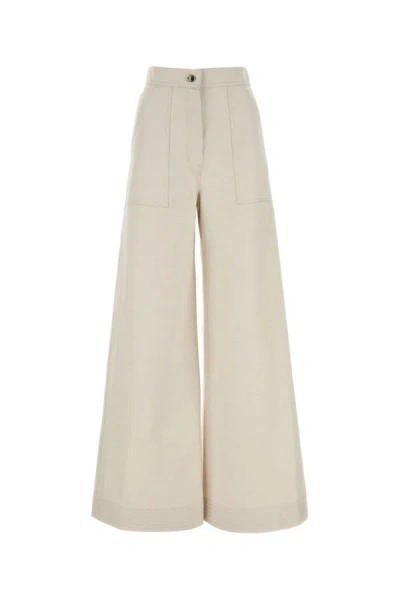 Shop Max Mara Woman Sand Cotton Blend Oboli Wide-leg Pant In Brown