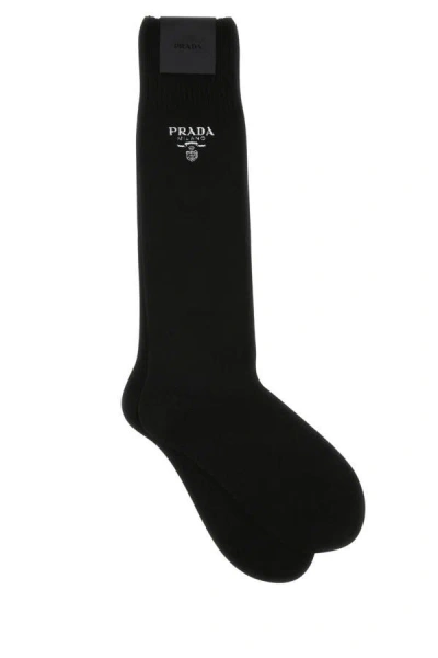 Shop Prada Man Black Virgin Wool Blend Socks