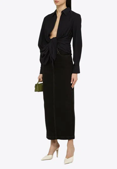 Jacquemus Bahia Twisted Long-sleeved Shirt In Blue