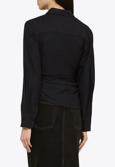 Shop Jacquemus Bahia Twisted Long-sleeved Shirt In Blue