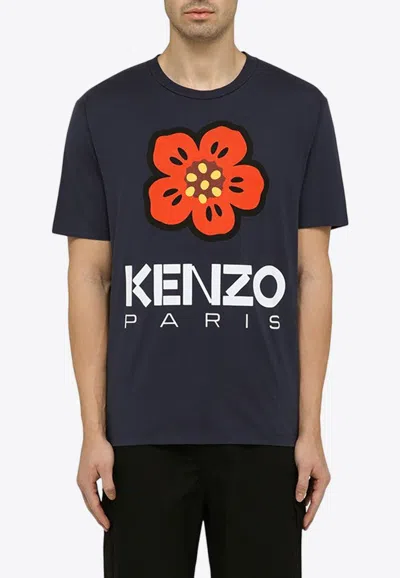 Shop Kenzo Boke Logo Print T-shirt In Navy