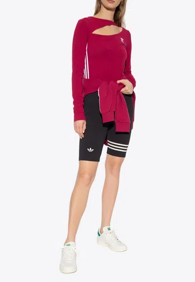 Shop Adidas Originals Center Stage Long-sleeved Top With Cut-out In Bordeaux