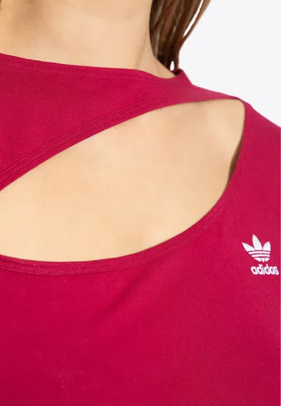 Shop Adidas Originals Center Stage Long-sleeved Top With Cut-out In Bordeaux