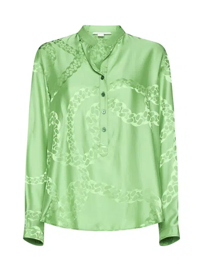 Shop Stella Mccartney Motif Printed Buttoned Shirt In Green