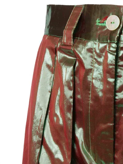 Forte Forte Brown Metallic Effect Trousers In Blue