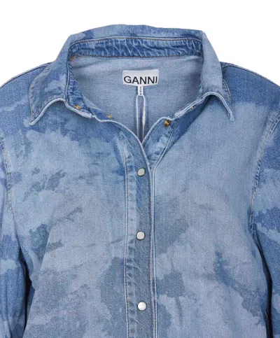 Shop Ganni Shirts In Blue