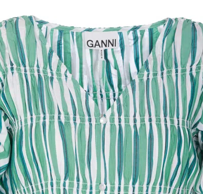 Shop Ganni Shirts In Creme De Menthe