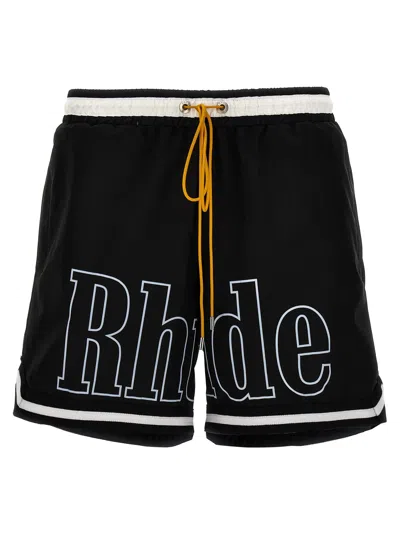 Shop Rhude Basketball Beachwear In Black
