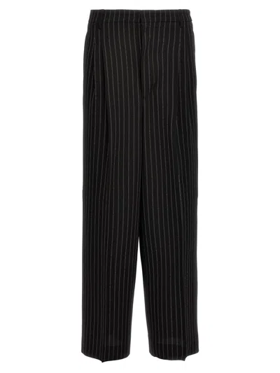 Shop Ami Alexandre Mattiussi Ami Paris Pinstripe Pants In White/black