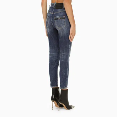 Shop Dsquared2 Skinny Jeans With Wear In Blue