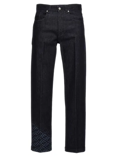 Shop Fendi 'ff' Jeans In Blue