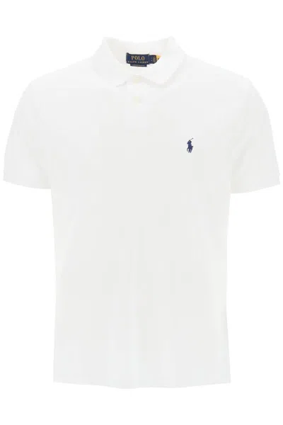 Shop Polo Ralph Lauren Pique Cotton Polo Shirt In White