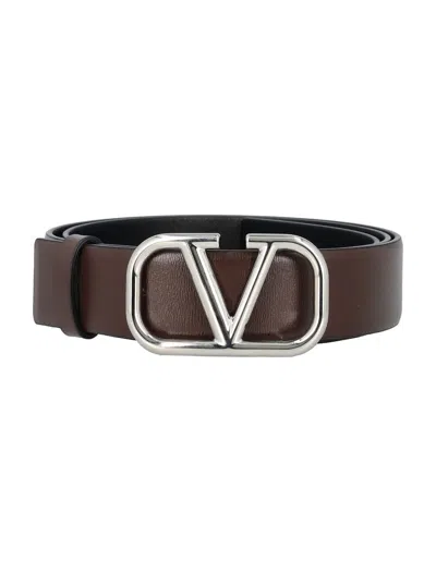 Shop Valentino Garavani Vlogo Signature Belt In Fondente
