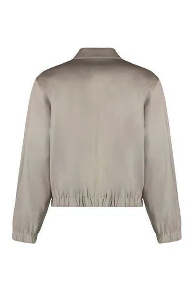 Shop Ami Alexandre Mattiussi Ami Paris Zippered Cotton Jacket In Beige