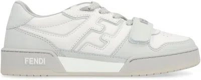 Shop Fendi Match Leather Low-top Sneakers In White