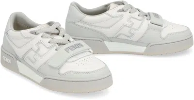 Shop Fendi Match Leather Low-top Sneakers In White