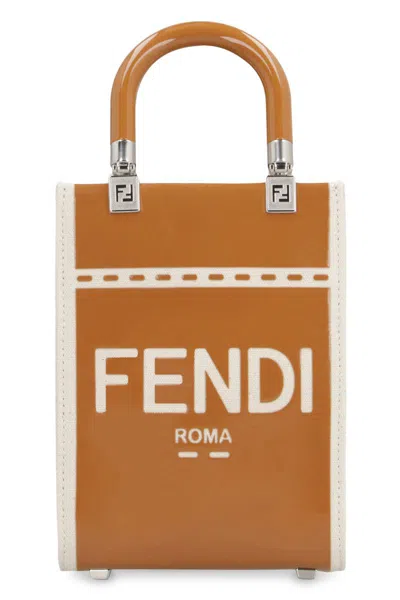 Shop Fendi Mini Sunshine Handbag In Beige